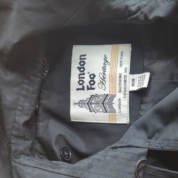 London Fog Heritage Classic Black Trench Coat - Picture 3 of 10